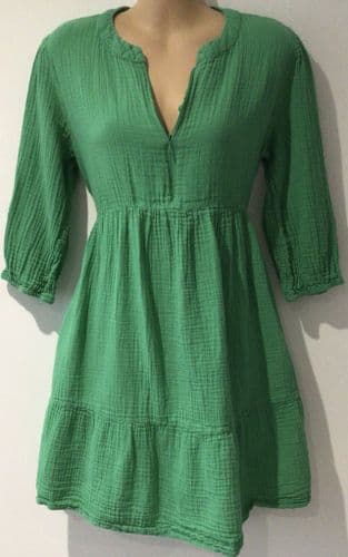 SERAPHINE GREEN WAFFLE ZIP FRONT TUNIC DRESS SIZE 14
