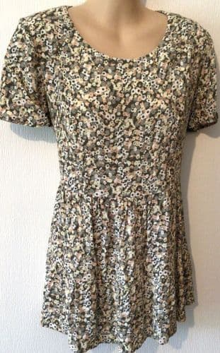 SERAPHINE GREY/CORAL PRINT ZIP NURSING BLOUSE TOP SIZE 12