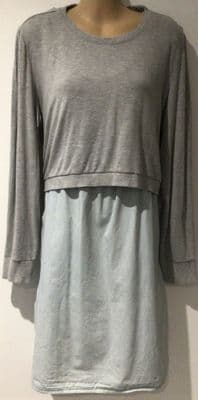 SERAPHINE GREY/DENIM 2 PIECE NURSING JUMPER DRESS SIZE 16