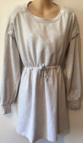 SERAPHINE GREY MARL POPPER SWEATSHIRT NURSING TUNIC DRESS SIZE S 10-12