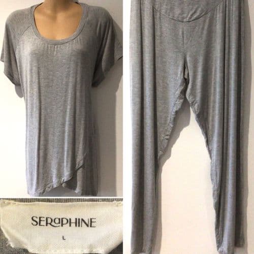 SERAPHINE GREY MATERNITY/NURSING PYJAMA SET LOUNGEWEAR L 14/16