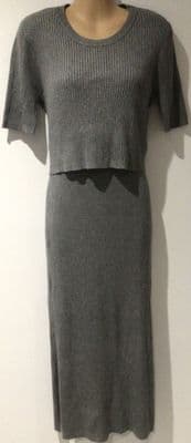 SERAPHINE GREY RIBBED 2 PIECE NURSING JUMPER DRESS NEW SIZE 12