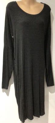 SERAPHINE GREY RIBBED POPPER RELAXED FIT TUNIC DRESS SIZE L 16-18