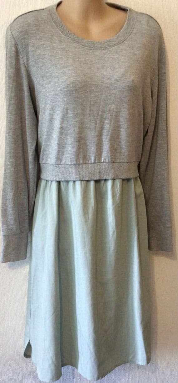 SERAPHINE GREY/SAGE 2 PIECE NURSING JUMPER DRESS SIZE 14