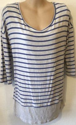 SERAPHINE GREY STRIPE LAYERED NURSING TOP SIZE M 12/14
