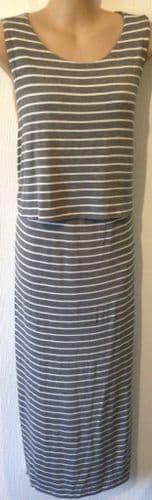 SERAPHINE GREY STRIPED MATERNITY/NURSING JERSEY DRESS SIZE 10