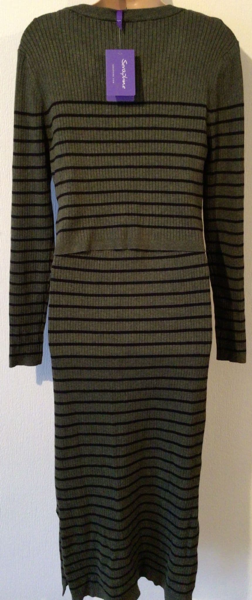 SERAPHINE KHAKI KNIT LAYERED NURSING JUMPER DRESS SIZE 12