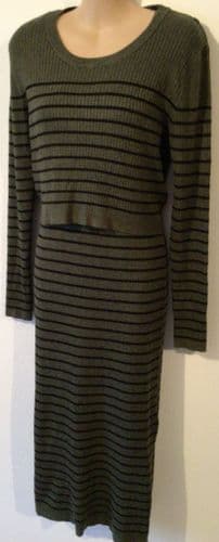 SERAPHINE KHAKI KNIT LAYERED NURSING JUMPER DRESS SIZE 12