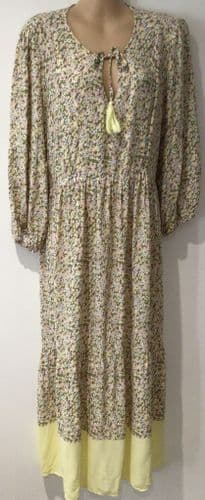 SERAPHINE LEMON FLORAL ZIP NURSING MIDI DRESS SIZE 10