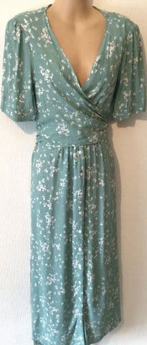 SERAPHINE LIGHT GREEN FLORAL PRINT OCCASION MIDI NURSING DRESS SIZE 14