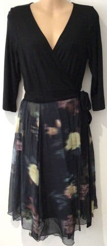 SERAPHINE LUXE BLACK FLORAL SKIRT OCCASION NURSING & MATERNITY DRESS SIZE 14
