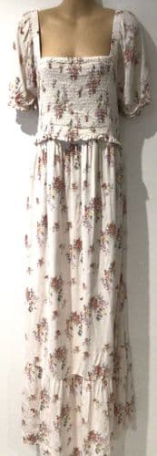SERAPHINE LUXE CREAM FLORAL SHIRRED MAXI OCCASION NURSING/MATERNITY DRESS SIZE 18