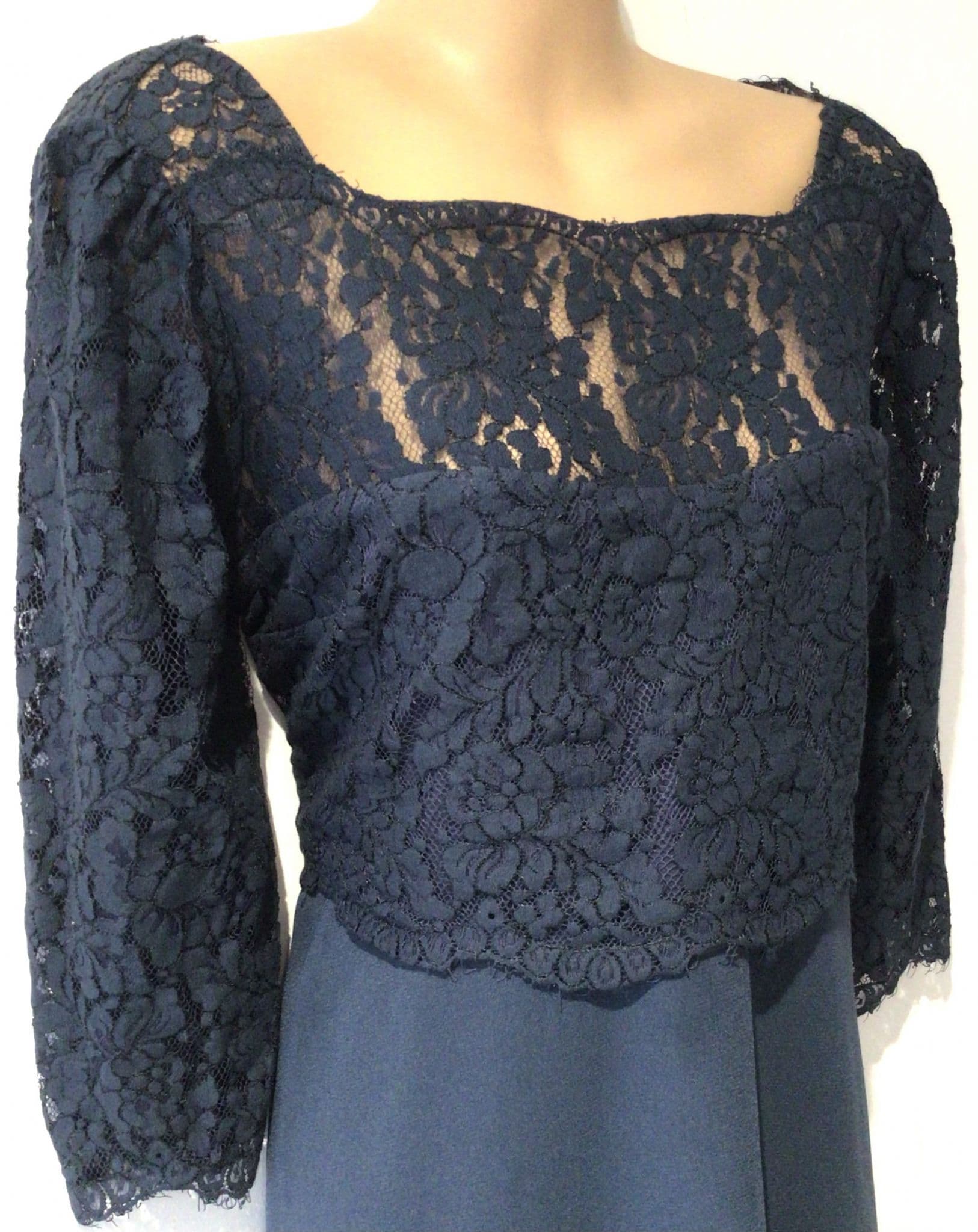 SERAPHINE LUXE NAVY LACE OCCASION MIDI DRESS SIZE 12