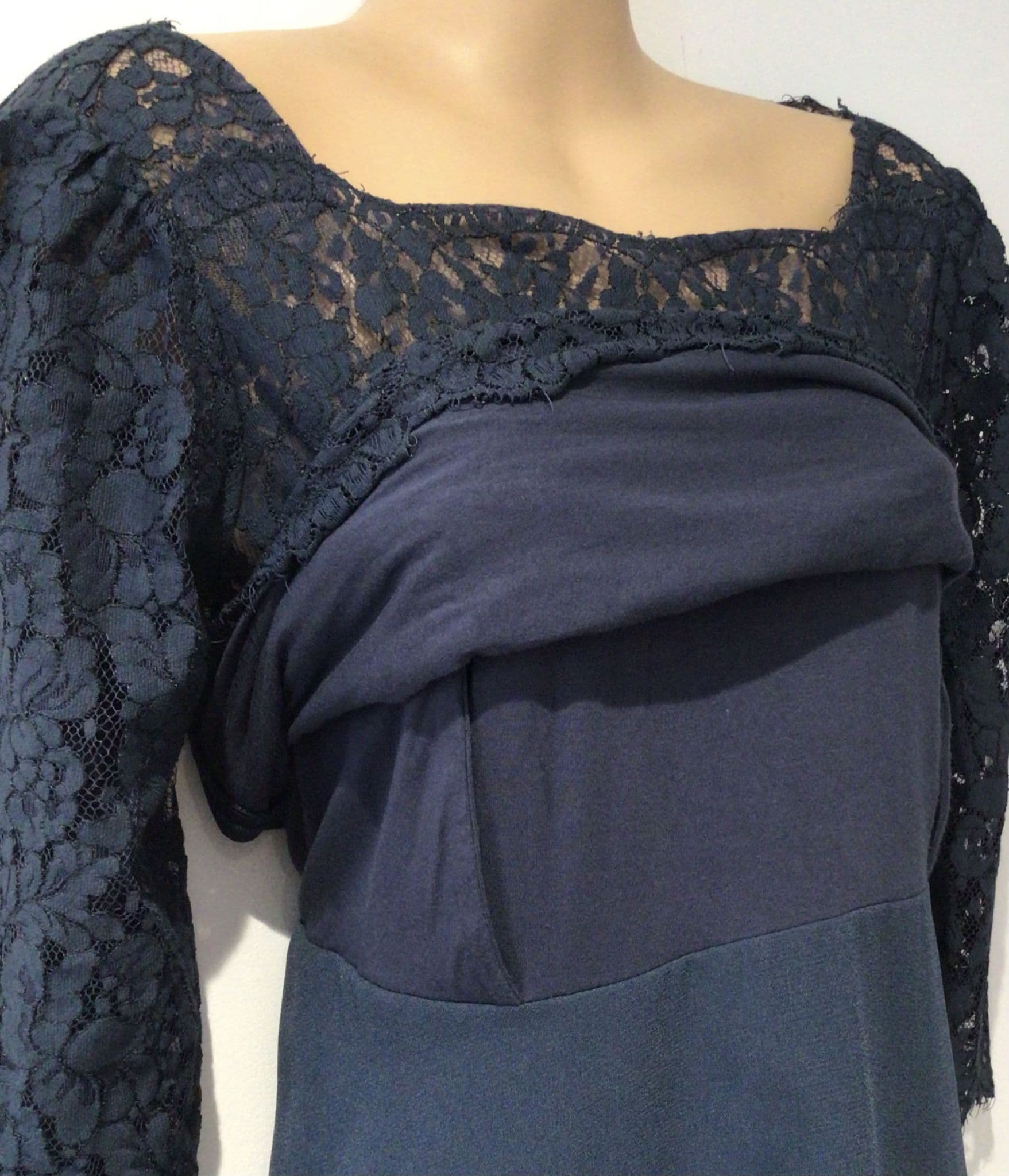 SERAPHINE LUXE NAVY LACE OCCASION MIDI DRESS SIZE 12