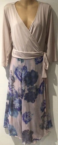 SERAPHINE LUXE PALE PINK FLORAL SKIRT OCCASION NURSING & MATERNITY DRESS SIZE 16