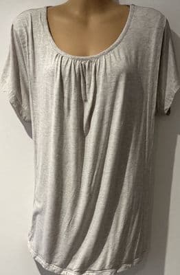 SERAPHINE MARL OATMEAL MATERNITY/NURSING PYJAMA TOP LOUNGEWEAR M 12/14