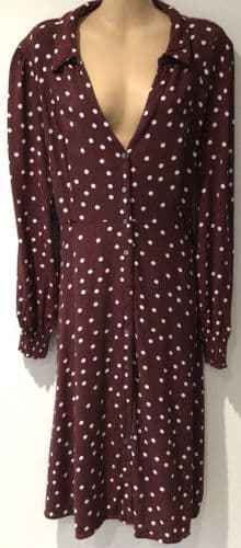 SERAPHINE MAROON NURSING & MATERNITY SPOTTY SHIRT DRESS SIZE 20