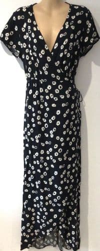 SERAPHINE MATERNITY/NURSING BLACK FLORAL WRAP MIDI DRESS BNWT SIZE 18