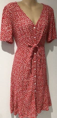 SERAPHINE MATERNITY/NURSING RED DITSY FLORAL TIE DRESS SIZE 12