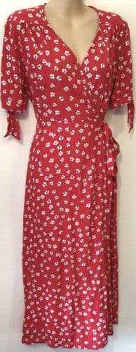 SERAPHINE MATERNITY & NURSING RED FLORAL WRAP MIDI DRESS SIZE 12