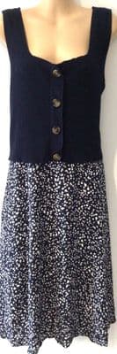 SERAPHINE NAVY BUTTON TWO PIECE NURSING JUMPER DRESS SIZE 14