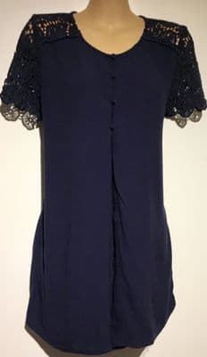 SERAPHINE NAVY CROCHET SLEEVE NURSING TOP SIZE 12