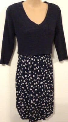 SERAPHINE NAVY FLORAL CO ORD NURSING JUMPER DRESS SET SIZE 12