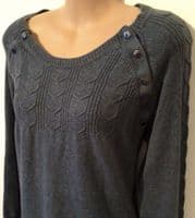 SERAPHINE NAVY/GREY POPPER KNITTED JUMPER DRESS SIZE 10