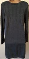 SERAPHINE NAVY/GREY POPPER KNITTED JUMPER DRESS SIZE 10