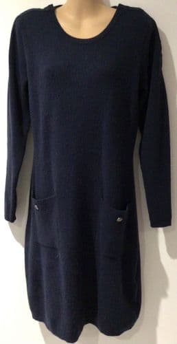 SERAPHINE NAVY KNIT BUTTON POCKET NURSING JUMPER DRESS SIZE 12