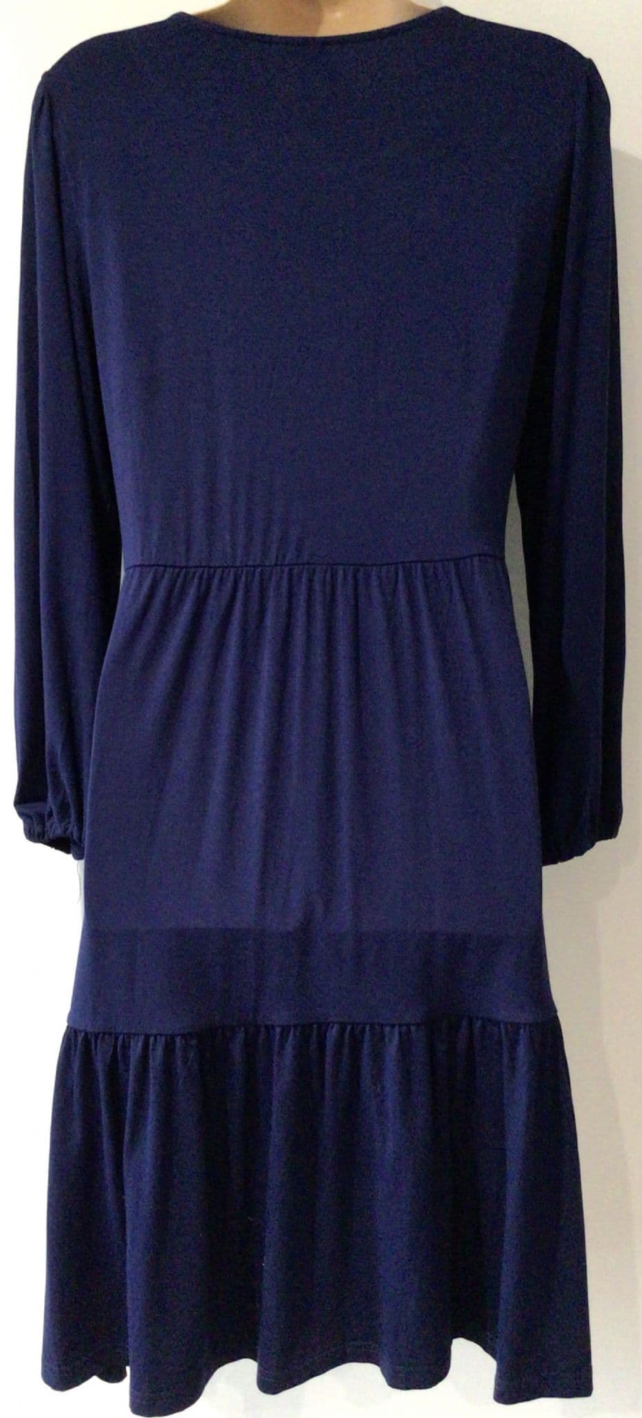 SERAPHINE NAVY PANELLED LONG SLEEVE JERSEY DRESS SIZE S 10-12