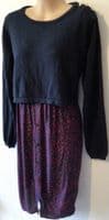 SERAPHINE NAVY/RED 2 PIECE LONG NURSING JUMPER DRESS SIZE 14 PETITE