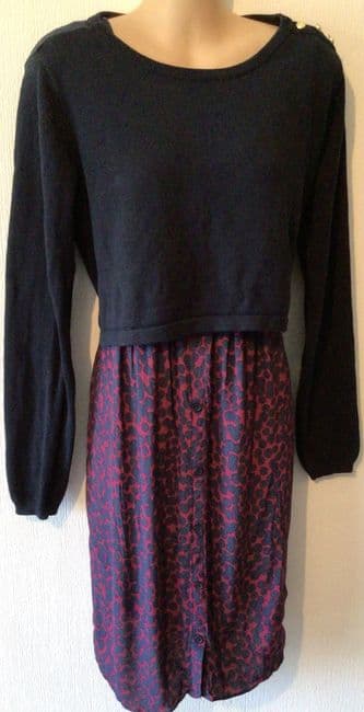 SERAPHINE NAVY/RED 2 PIECE LONG NURSING JUMPER DRESS SIZE 14 PETITE