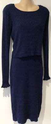 SERAPHINE NAVY RIBBED NURSING JUMPER DRESS SIZE 16