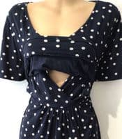 SERAPHINE NAVY SPOTTY JERSEY NURSING DRESS XL 18-20