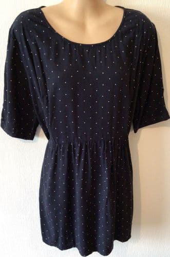 SERAPHINE NAVY SPOTTY ZIP NURSING BLOUSE TOP SIZE 12