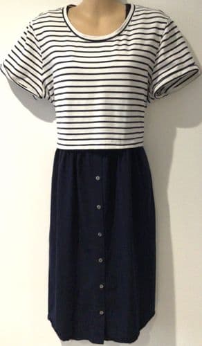 SERAPHINE NAVY STRIPE 2 PIECE NURSING DRESS SIZE L 14/16