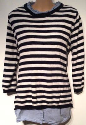 SERAPHINE NAVY STRIPE 2 PIECE NURSING JUMPER TOP SIZE M/12