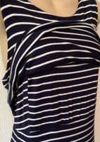 SERAPHINE NAVY STRIPE JERSEY SLEEVELESS MIDI NURSING DRESS SIZE 14