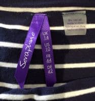 SERAPHINE NAVY STRIPE JERSEY SLEEVELESS MIDI NURSING DRESS SIZE 14