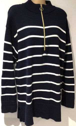 SERAPHINE NAVY STRIPE ZIP FRONT JUMPER SIZE XL 16-20