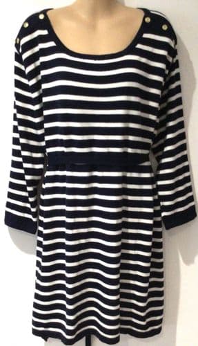 SERAPHINE NAVY/WHITE STRIPE KNIT NURSING JUMPER DRESS SIZE 20