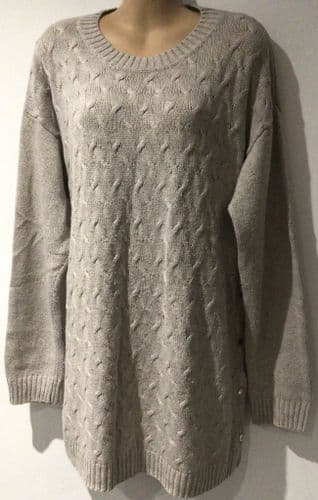 SERAPHINE OATMEAL CABLE KNIT SIDE POPPER NURSING JUMPER SIZE M 12-16