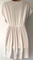SERAPHINE PALE PINK EMBROIDERED ZIP TUNIC BLOUSE TOP SIZE 8