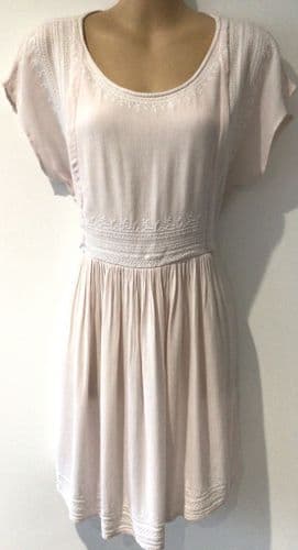 SERAPHINE PALE PINK EMBROIDERED ZIP TUNIC BLOUSE TOP SIZE 8