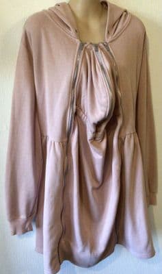 SERAPHINE PINK 3 IN 1 BABY WEARING ZIP HOODIE TUNIC SIZE S 10-12