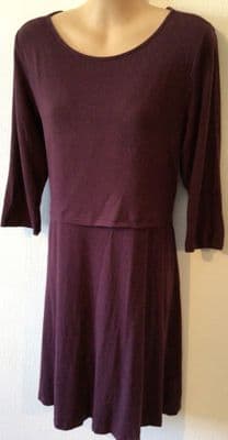 SERAPHINE PLUM JERSEY NURSING MIDI DRESS SIZE 12