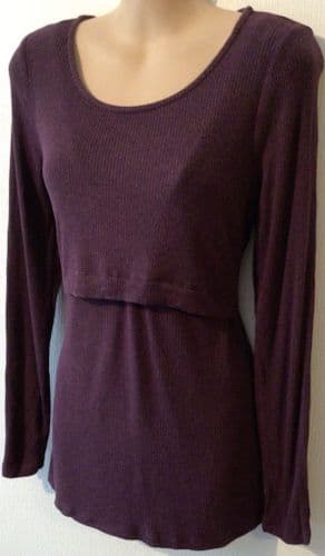SERAPHINE PURPLE RIBBED LONG SLEEVE NURSING TOP M/12