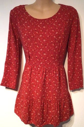 SERAPHINE RED FLORAL ZIP NURSING BLOUSE TOP SIZE 18