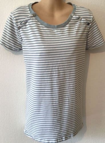 SERAPHINE STRIPE POPPER SHOULDER NURSING T-SHIRT TOP SIZE L 14/16